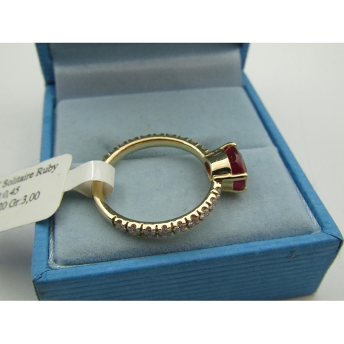 112 - Oval Cut Ruby Centre Stone Ring Mounted on 18 Carat Yellow Gold Ruby Approximately 2.2 Carats with F... 