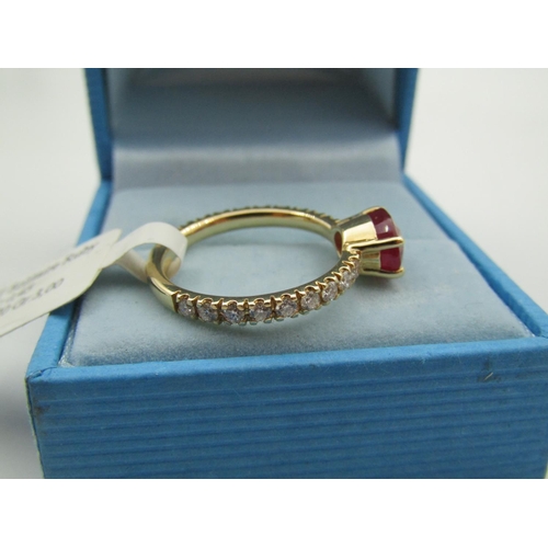 112 - Oval Cut Ruby Centre Stone Ring Mounted on 18 Carat Yellow Gold Ruby Approximately 2.2 Carats with F... 
