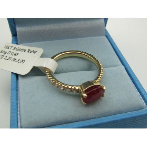 112 - Oval Cut Ruby Centre Stone Ring Mounted on 18 Carat Yellow Gold Ruby Approximately 2.2 Carats with F... 