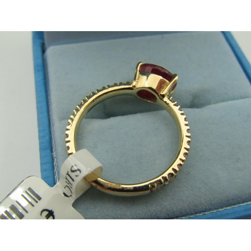 112 - Oval Cut Ruby Centre Stone Ring Mounted on 18 Carat Yellow Gold Ruby Approximately 2.2 Carats with F... 