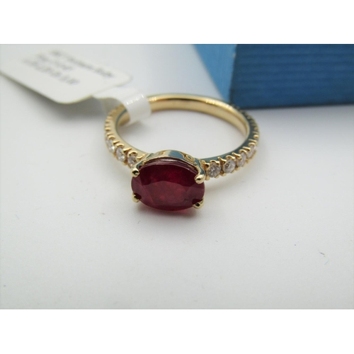 112 - Oval Cut Ruby Centre Stone Ring Mounted on 18 Carat Yellow Gold Ruby Approximately 2.2 Carats with F... 