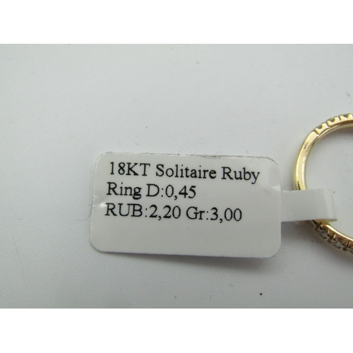 112 - Oval Cut Ruby Centre Stone Ring Mounted on 18 Carat Yellow Gold Ruby Approximately 2.2 Carats with F... 