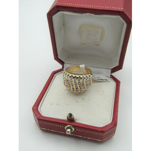 113 - Modernist Form Pave Set Ladies Diamond Ring Mounted on 18 Carat Yellow Gold Good Bright Stones Attra... 