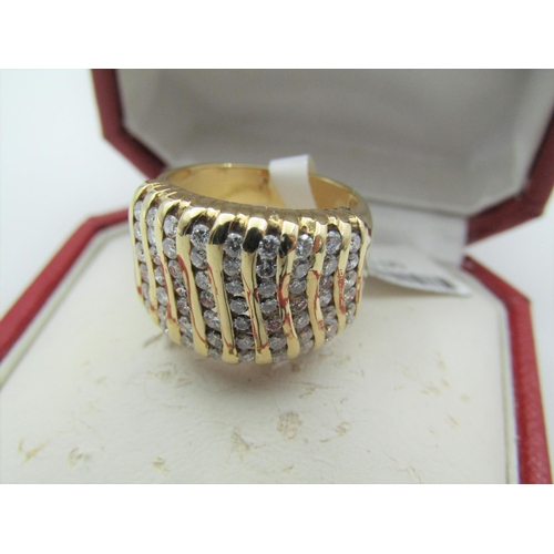 113 - Modernist Form Pave Set Ladies Diamond Ring Mounted on 18 Carat Yellow Gold Good Bright Stones Attra... 