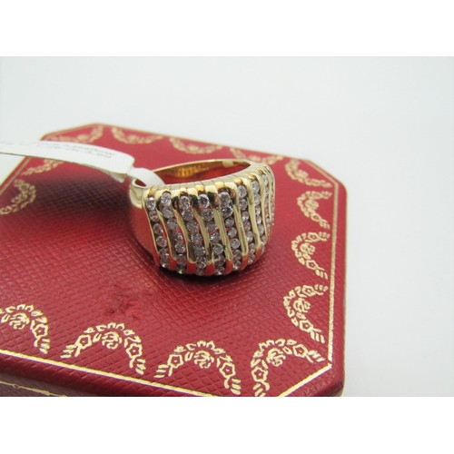 113 - Modernist Form Pave Set Ladies Diamond Ring Mounted on 18 Carat Yellow Gold Good Bright Stones Attra... 