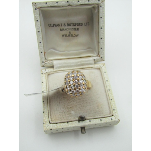 114 - Bombe Design 18 Carat Yellow Gold Ladies Ring with Diamonds to Entire Ring Size P