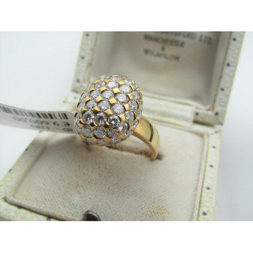 114 - Bombe Design 18 Carat Yellow Gold Ladies Ring with Diamonds to Entire Ring Size P