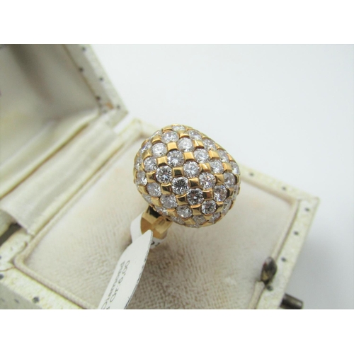 114 - Bombe Design 18 Carat Yellow Gold Ladies Ring with Diamonds to Entire Ring Size P