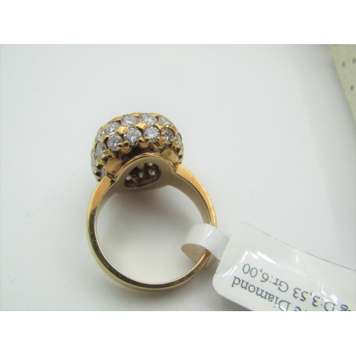 114 - Bombe Design 18 Carat Yellow Gold Ladies Ring with Diamonds to Entire Ring Size P