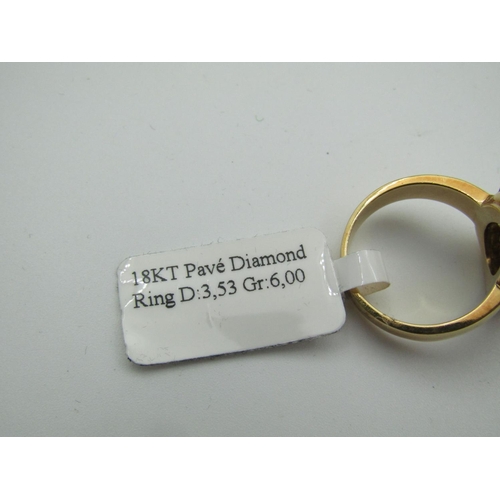 114 - Bombe Design 18 Carat Yellow Gold Ladies Ring with Diamonds to Entire Ring Size P