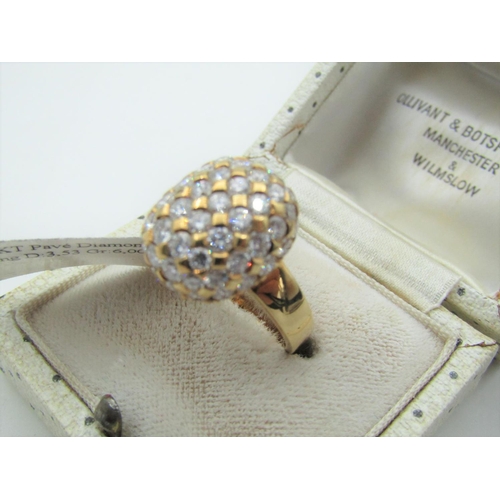 114 - Bombe Design 18 Carat Yellow Gold Ladies Ring with Diamonds to Entire Ring Size P