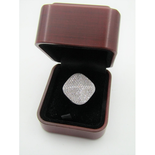 115 - Designer Shaped Bombe Form Ladies Diamond Ring Size P Mounted on 18 Carat White Gold Diamonds Approx... 