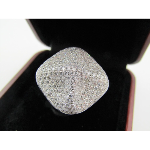 115 - Designer Shaped Bombe Form Ladies Diamond Ring Size P Mounted on 18 Carat White Gold Diamonds Approx... 