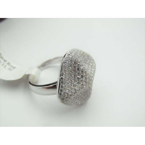 115 - Designer Shaped Bombe Form Ladies Diamond Ring Size P Mounted on 18 Carat White Gold Diamonds Approx... 