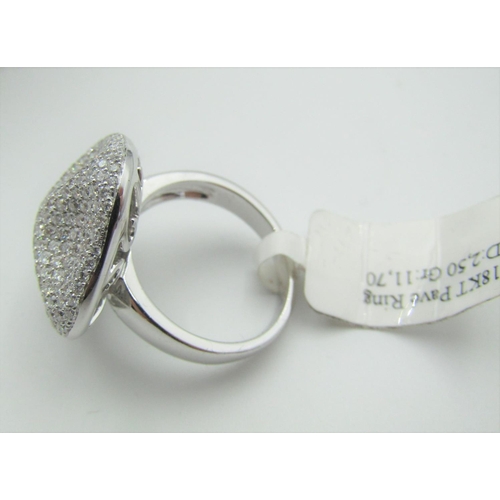 115 - Designer Shaped Bombe Form Ladies Diamond Ring Size P Mounted on 18 Carat White Gold Diamonds Approx... 