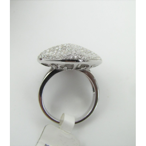 115 - Designer Shaped Bombe Form Ladies Diamond Ring Size P Mounted on 18 Carat White Gold Diamonds Approx... 
