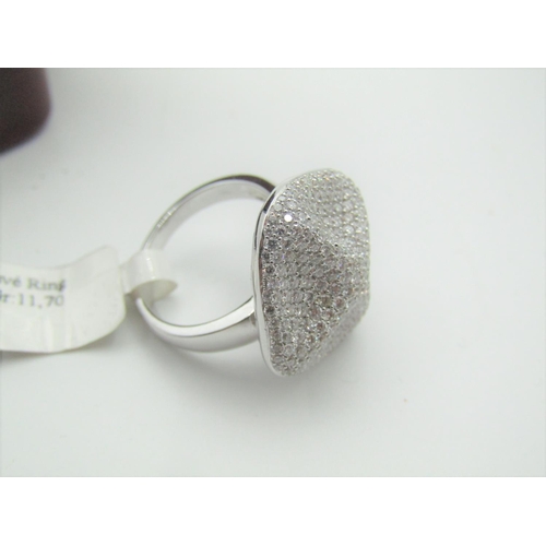 115 - Designer Shaped Bombe Form Ladies Diamond Ring Size P Mounted on 18 Carat White Gold Diamonds Approx... 