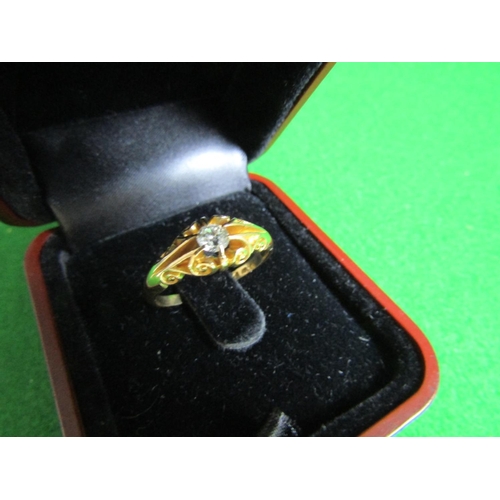 53 - Ladies Diamond Solitaire Ring Set on 18 Carat Yellow Gold Band with Attractively Detailed Scroll Mot... 