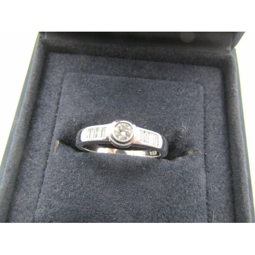 54 - Ladies Diamond Ring Mounted on 18 Carat White Gold with Central Diamond Set within Rubover Setting B... 