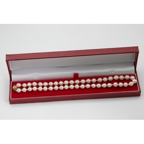 66 - Single Row Uniform Cultured Pearl Necklace 45 Cultured Pearls Each Approximately 7.3mm to 7.7mm Diam... 