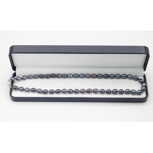 71 - Single Row Uniform Pearl Ladies Necklace with 9 Carat White Gold Ladies Safety Clasp 47cm Long