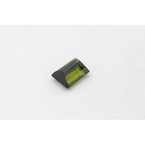 73 - Unmounted Rectangular Step Cut Green Tourmaline 9.68mm x 7.5mm x 5.34mm Total Carat Weight 3.6