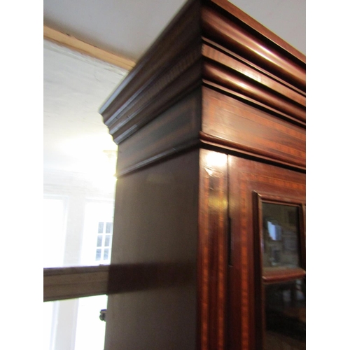 744 - Victorian Figured Mahogany Satinwood Crossbanded Astral Glazed Two Door Bookcase Good Original Condi... 