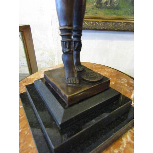 746 - Bronze Sculpture Art Deco Dancer on Stepped Marble Base Approximately 14 Inches High