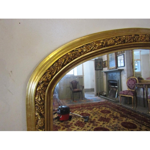 755 - Gilded Over Mantle Mirror Dome Top with Side Decorations Approximately 4ft 10 Inches Wide x 4ft 6 In... 