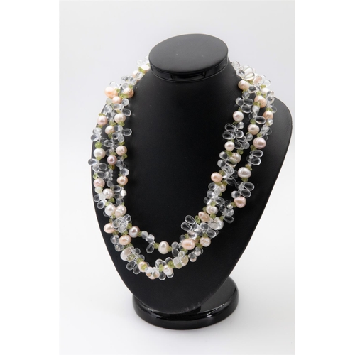 84 - Cultured Freshwater Pearl Peridot and Bead Ladies Necklace