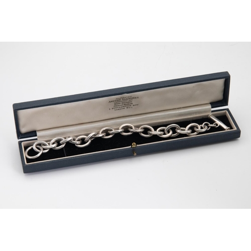 85 - Sterling Silver Trace Link Bracelet with T-Bar Clasp