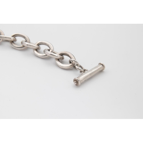 85 - Sterling Silver Trace Link Bracelet with T-Bar Clasp