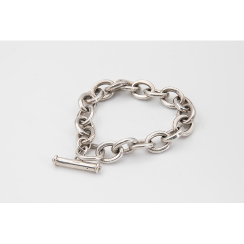 85 - Sterling Silver Trace Link Bracelet with T-Bar Clasp