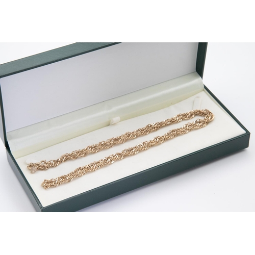 91 - 9 Carat Gold Curb Link Ladies Necklace with Side Lever Clasp Hallmarked London 52cm Long