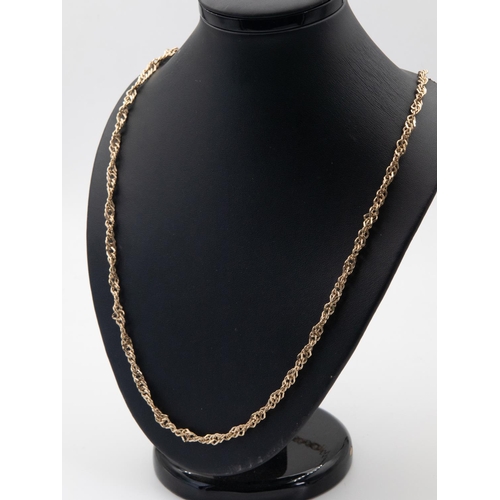 91 - 9 Carat Gold Curb Link Ladies Necklace with Side Lever Clasp Hallmarked London 52cm Long