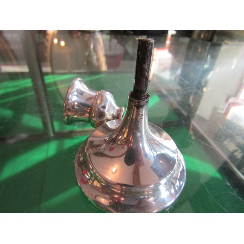 758 - Pair of Sterling Silver Pedestal Form Candle Sticks Each with Stepped Bases 4 Inches High