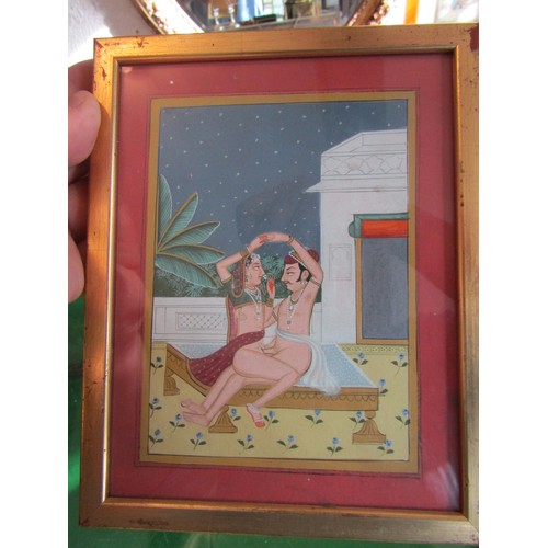 759 - Pair of Indian Watercolours Gilt Framed Erotic Adventures