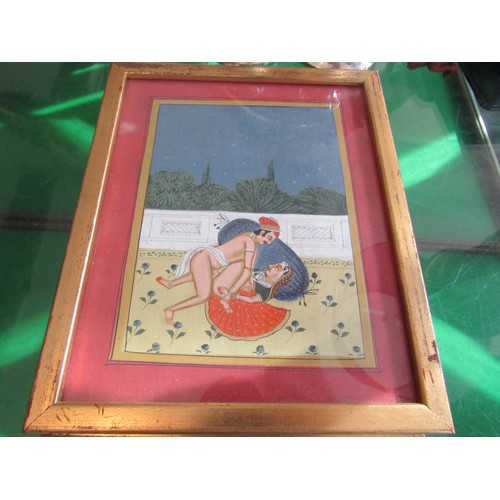 759 - Pair of Indian Watercolours Gilt Framed Erotic Adventures