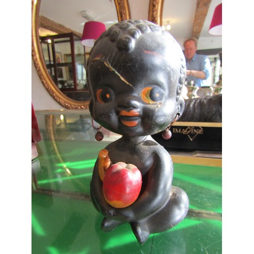 766 - Vintage African Figural Ceramic Money Box with Articulated Head Slight Losses, Wear and Damages