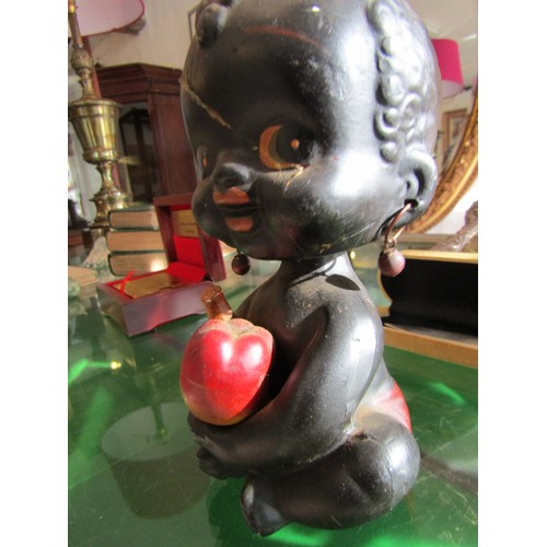 766 - Vintage African Figural Ceramic Money Box with Articulated Head Slight Losses, Wear and Damages