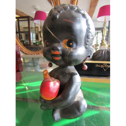 766 - Vintage African Figural Ceramic Money Box with Articulated Head Slight Losses, Wear and Damages