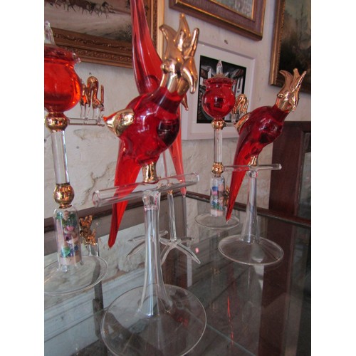 775 - High Kitsch Collection of Vintage Crystal Figures with Gilded Decoration Tallest Approximately 15 In... 