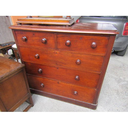 780 - Victorian Chest of Two Short and Three Long Drawers Mahogany on Plinth Base