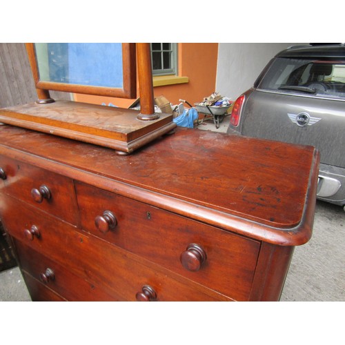 780 - Victorian Chest of Two Short and Three Long Drawers Mahogany on Plinth Base