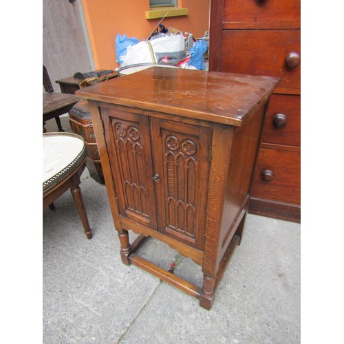 783 - Antique Two Door Pier Cabinet with Shelf Interior Carved Decoration to Doors