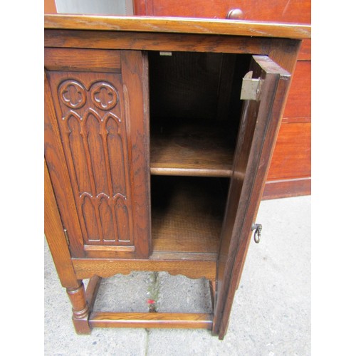 783 - Antique Two Door Pier Cabinet with Shelf Interior Carved Decoration to Doors