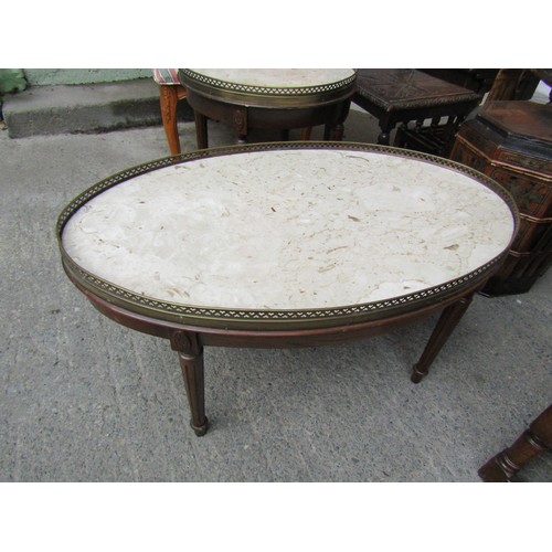 784 - Oval Marble Top Coffee Table Ormolu Mounts Approximately 32 Inches Wide