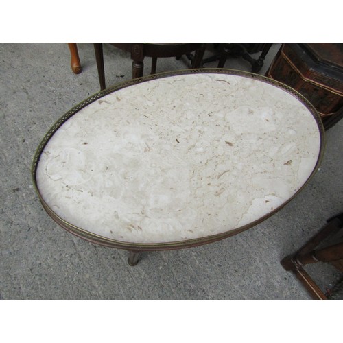 784 - Oval Marble Top Coffee Table Ormolu Mounts Approximately 32 Inches Wide