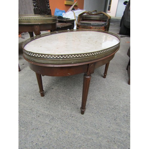 784 - Oval Marble Top Coffee Table Ormolu Mounts Approximately 32 Inches Wide