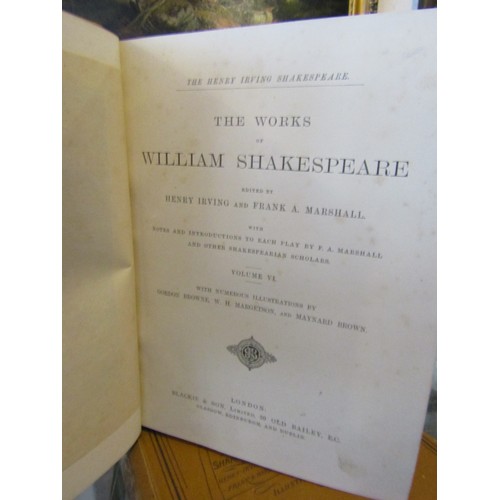 806 - Two Volumes Works of Shakespeare Edited by Irving and Marshall Engravings Contained Within